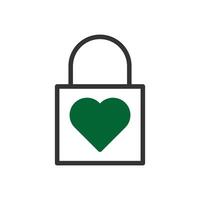 Padlock love icon duotone grey green style valentine illustration symbol perfect. vector