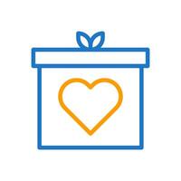 Gift love icon duocolor blue orange style valentine illustration symbol perfect. vector