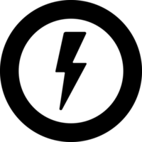 black and white round shape of electricity simple flat icon png
