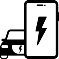 black and white electric car application on mobile phone simple flat icon png