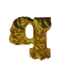 Letter Q - Gold 3D letters.  For your graphics and digital arts needs. png