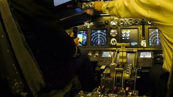 piloten van passagier vliegtuig voordat vertrek video