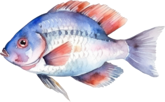 färgrik fisk vattenfärg illustration ai genererad png