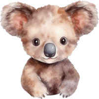 Cute Baby Koala Watercolor AI Generated png