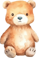 fofa Castanho Urso aguarela ilustração. ai gerado png