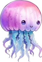 Jellyfish Watercolor Illustration AI Generated png