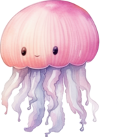 Jellyfish Watercolor Illustration AI Generated png