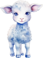 Cute Lamb Watercolor Illustration AI Generated png