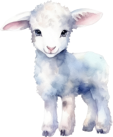 mignonne agneau aquarelle illustration ai généré png