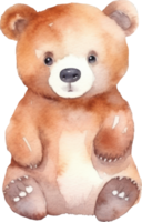 fofa Castanho Urso aguarela ilustração. ai gerado png