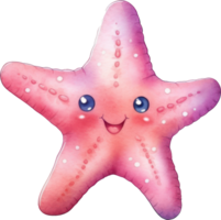 estrella de mar acuarela ilustración ai generado png