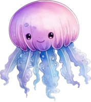 Jellyfish Watercolor Illustration AI Generated png