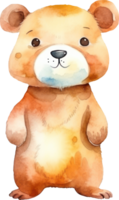 Cute Brown Bear Watercolor Illustration. png