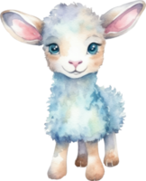 Cute Lamb Watercolor Illustration AI Generated png