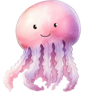 Jellyfish Watercolor Illustration AI Generated png