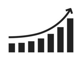 Statistics graph moving up growth monochrome flat vector element. Bar chart increase. Profit success. Editable clip art black white icon. Simple thin line spot illustration for web graphic design