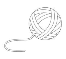 Woolen ball with thread flat monochrome isolated vector object. Ball of yarn. Handicraft. Editable black and white line art drawing. Simple outline spot illustration for web graphic design