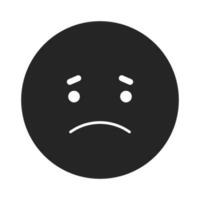 Dark mode sad emoticon flat monochrome isolated vector icon. Emoji expressing disappointment. Editable black and white line art drawing. Simple outline spot illustration for web graphic design