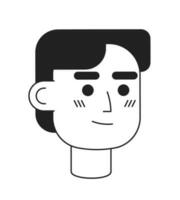 Relaxed happy caucasian casual man monochrome flat linear character head. Hispanic office worker. Editable outline hand drawn human face icon. 2D cartoon spot vector avatar illustration for animation