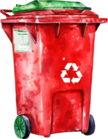 rojo reciclar compartimiento acuarela ilustración. ai generado png