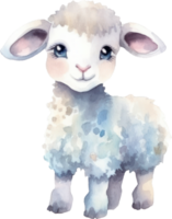 Cute Lamb Watercolor Illustration AI Generated png