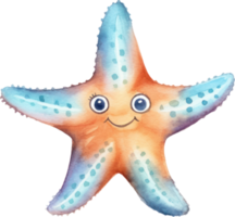 étoile de mer aquarelle illustration ai généré png