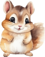 mignonne écureuil aquarelle illustration. ai généré png