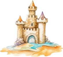 Sandcastle Watercolor Illustration AI Generated png