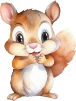 Cute Squirrel Watercolor Illustration. png