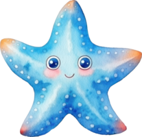 estrella de mar acuarela ilustración ai generado png