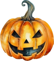 pumpa halloween vattenfärg ai genererad png