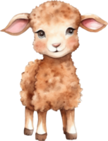 Cute Lamb Watercolor Illustration AI Generated png