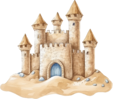 château de sable aquarelle illustration ai généré png