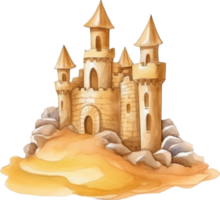 Sandcastle Watercolor Illustration AI Generated png