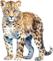 leopardo acquerello illustrazione. ai generato png
