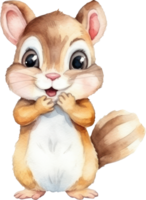 Cute Squirrel Watercolor Illustration. png