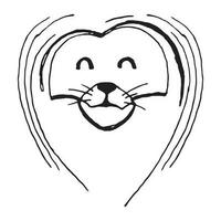 mano bosquejo de león cabeza con melena. león dibujo y animal bosquejo, mano dibujado león vector ilustración