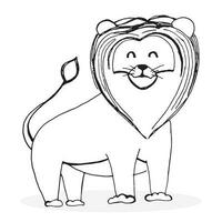 Sketch lion character. Lion drawing and animal sketch, hand drawn lion vector illustration