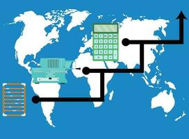 evolución calculadoras mundo tecnológico progreso. crecimiento y desarrollo, Progreso concepto evolución innovación, vector ilustración