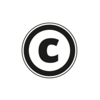 marca registrada do símbolo c em fundo transparente png