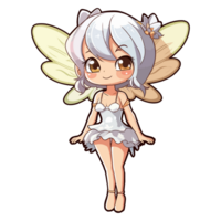 A Cartoon of a Cute Fairy With White Hair and a Butterfly Wings png