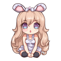 A Cartoon of a Girl with Bunny Ears png