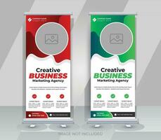 Corporate business marketing agency roll up banner or standee x-banner template design vector