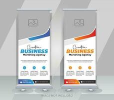 Business marketing agency roll up or standee banner design abstract template vector