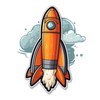 rocket cartoon digital illustration, , transparent background png