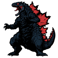 Godzilla isolated on transparent background, , digital illustration. png