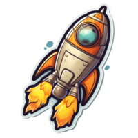 rocket cartoon digital illustration, , transparent background png