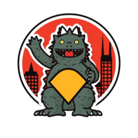 Godzilla isolated on transparent background, , digital illustration. png