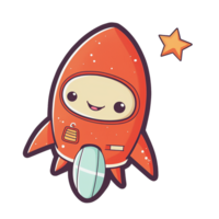 rocket cartoon digital illustration, , transparent background png