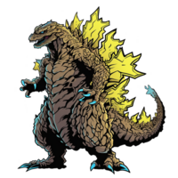 Godzilla isolated on transparent background, , digital illustration. png